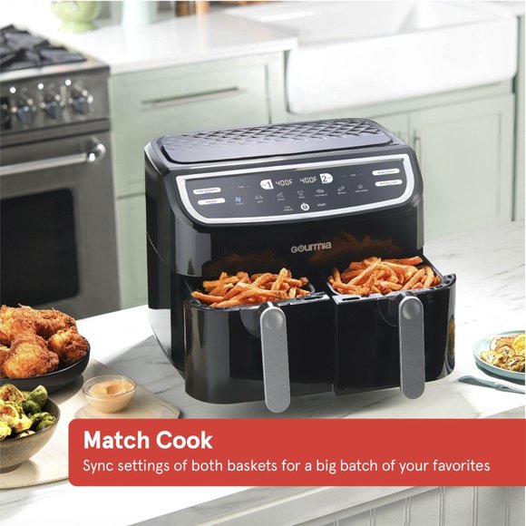 9 Qt 7-in-1 Dual Basket Digital Air Fryer with Smart Finish and Guided Cooking - Picture 4 of 13